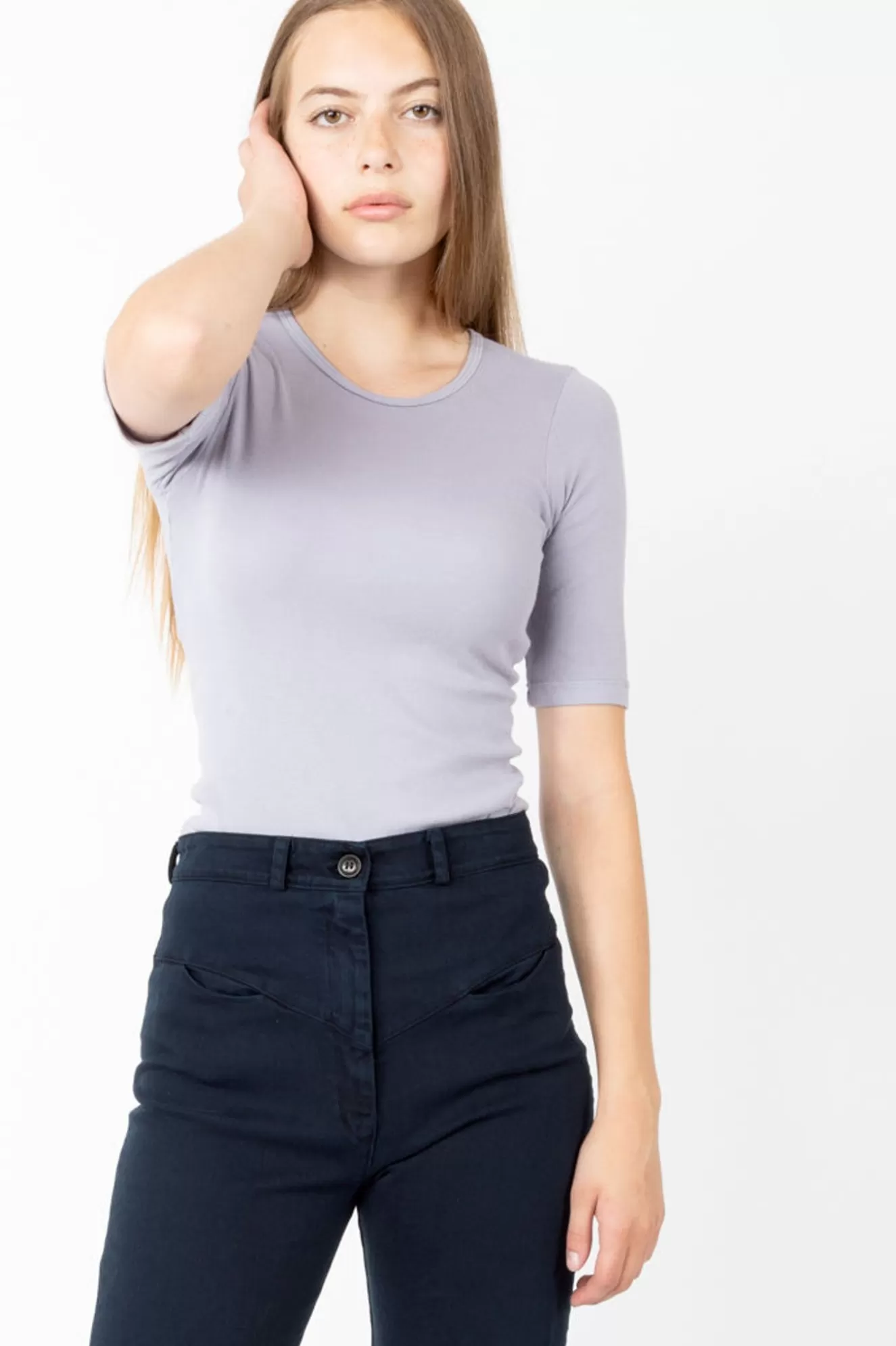 Cheap 1/4 Sleeve Crew In New Dove Women Tops