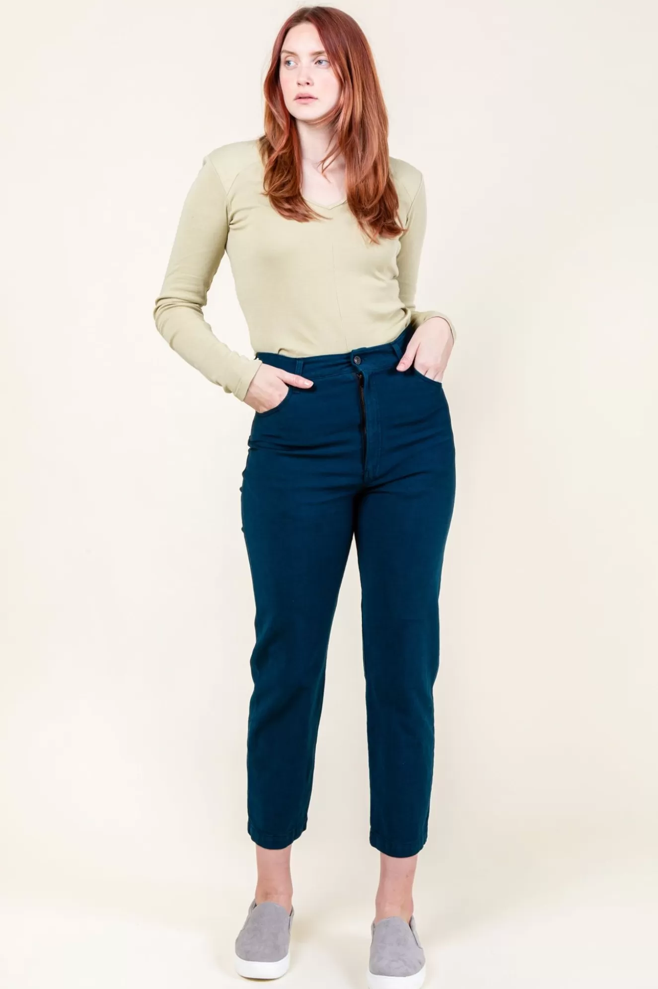 New Barrel Jean In Peacock Women Bottoms