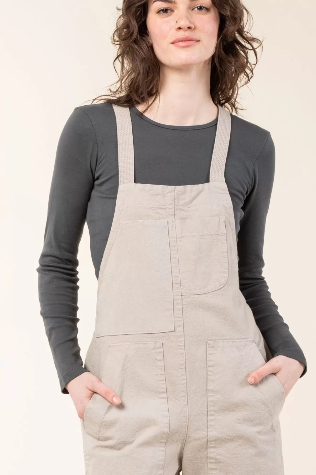 Best Sale Canvas Overall In Selenite Women Overalls & Jumpsuits