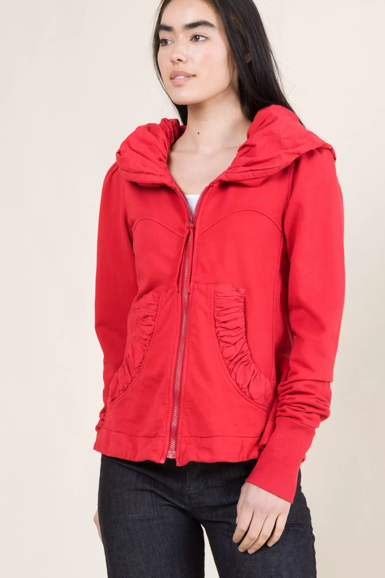 Cheap Cloak Hoodie In Lipstick Women Outerwear