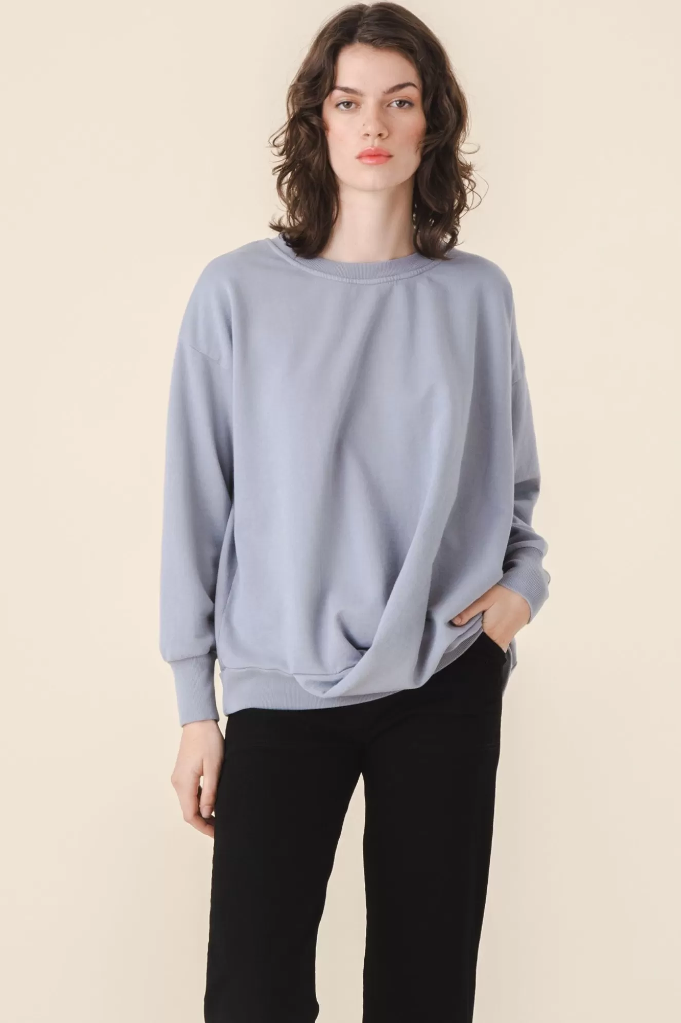 Best Sale Draped Sweatshirt In Silver Mist Women Tops