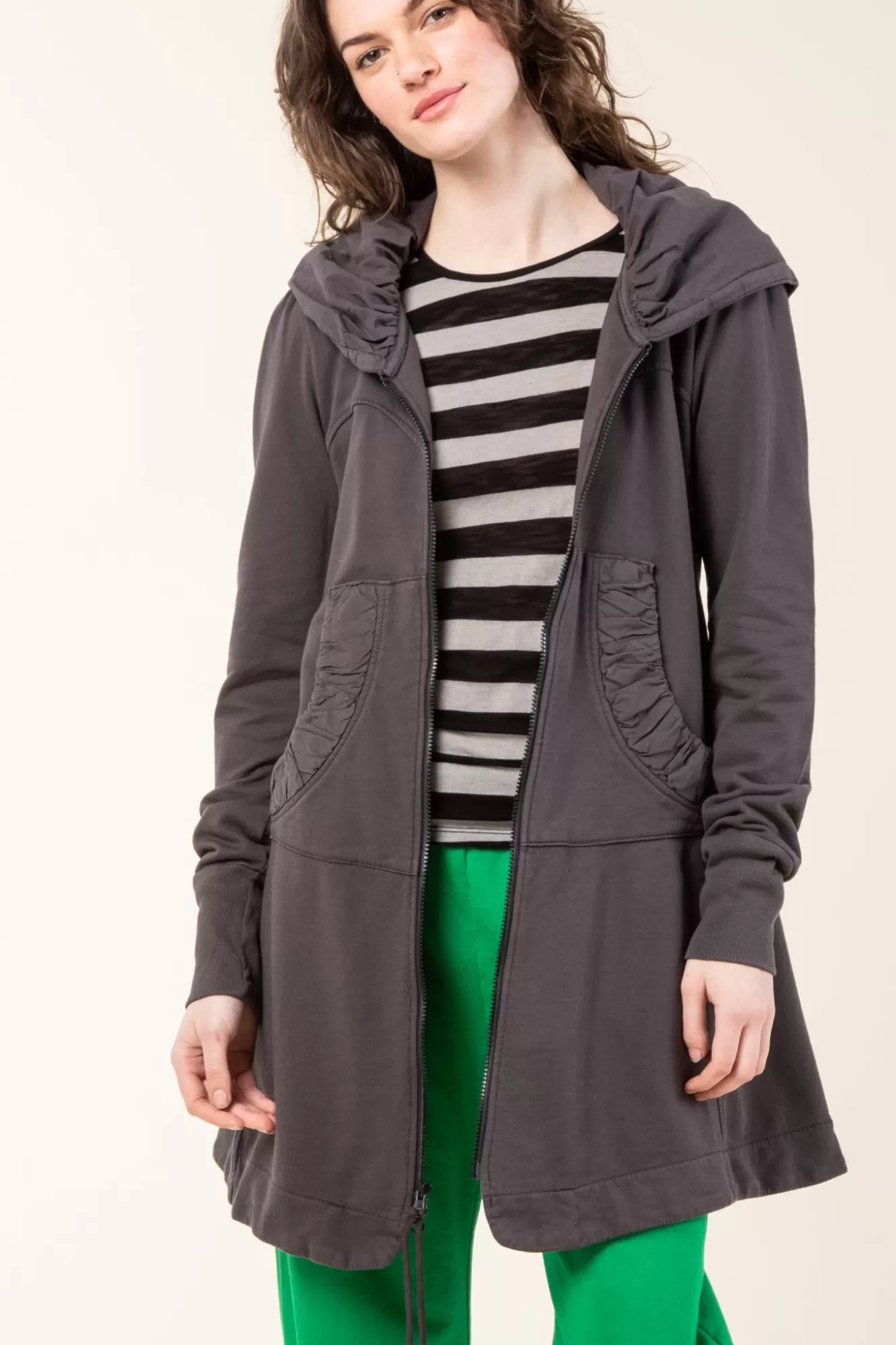 Shop Long Cloak Hoodie In Tunnel Women Outerwear