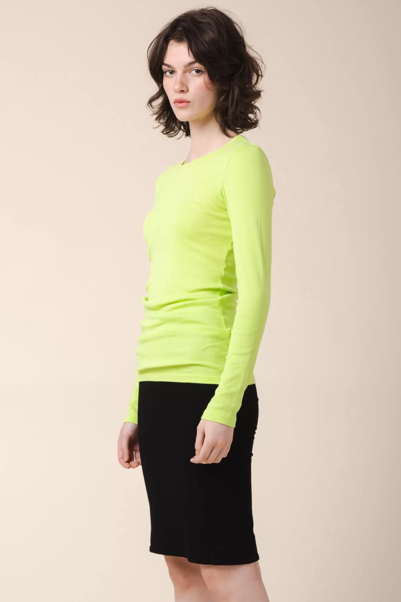 Outlet Long Crewneck In Highlighter Women Tops