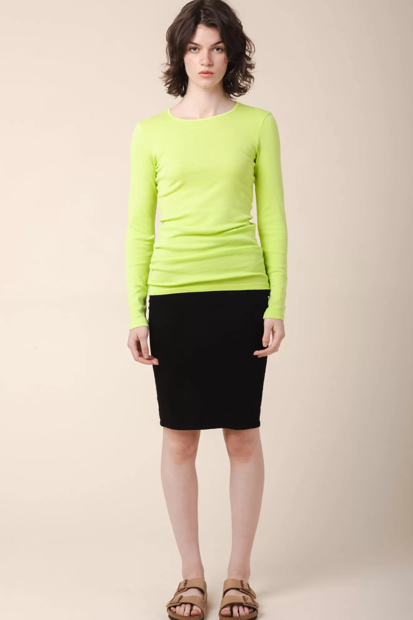 Outlet Long Crewneck In Highlighter Women Tops