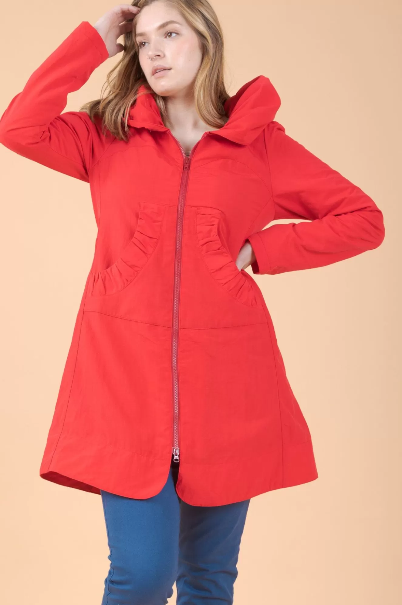 Best Sale Long Raincloak In Crimson Women Outerwear