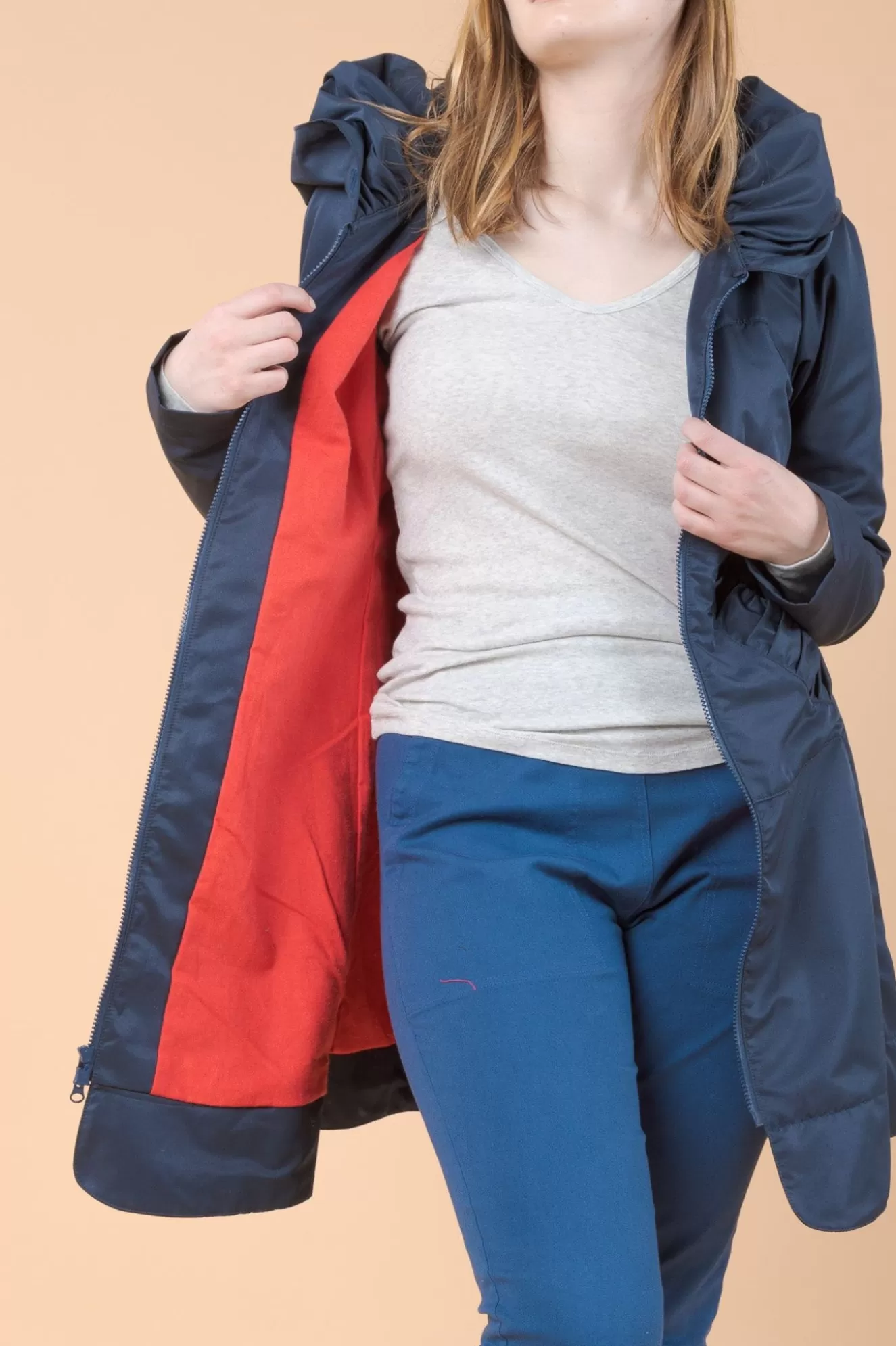 Outlet Long Raincloak In Navy Women Outerwear