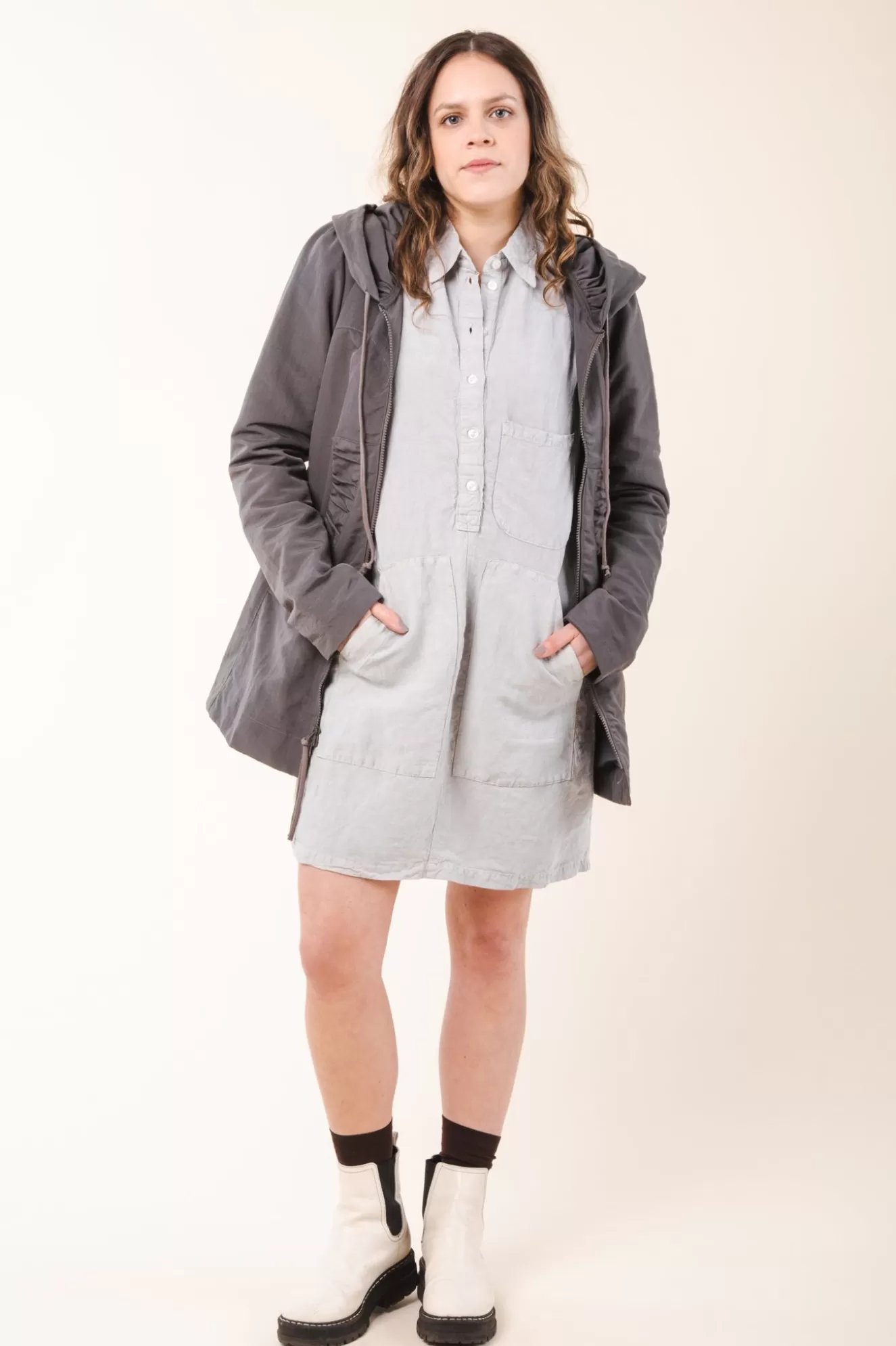 Hot Mid Raincloak In Graphite With Gray Lining Women Outerwear