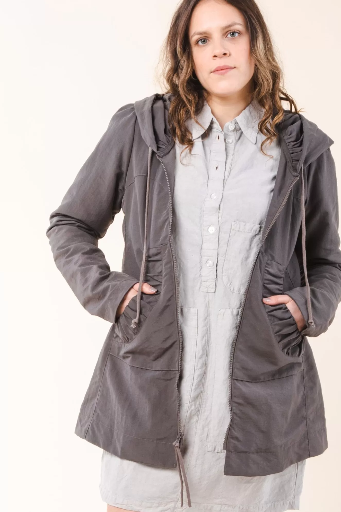 Hot Mid Raincloak In Graphite With Gray Lining Women Outerwear