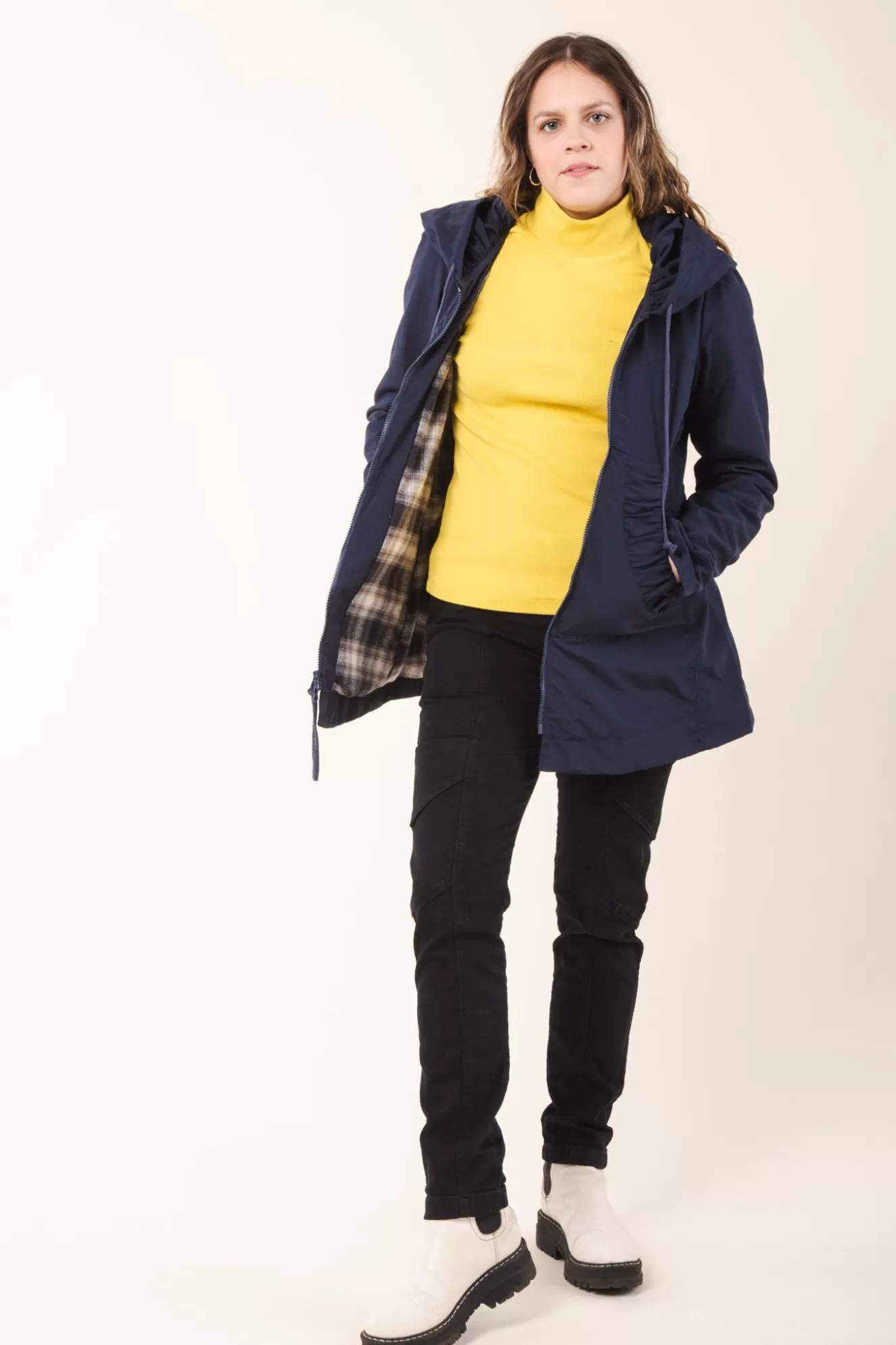 Best Sale Mid Raincloak In Midnight With Plaid Lining Women Outerwear