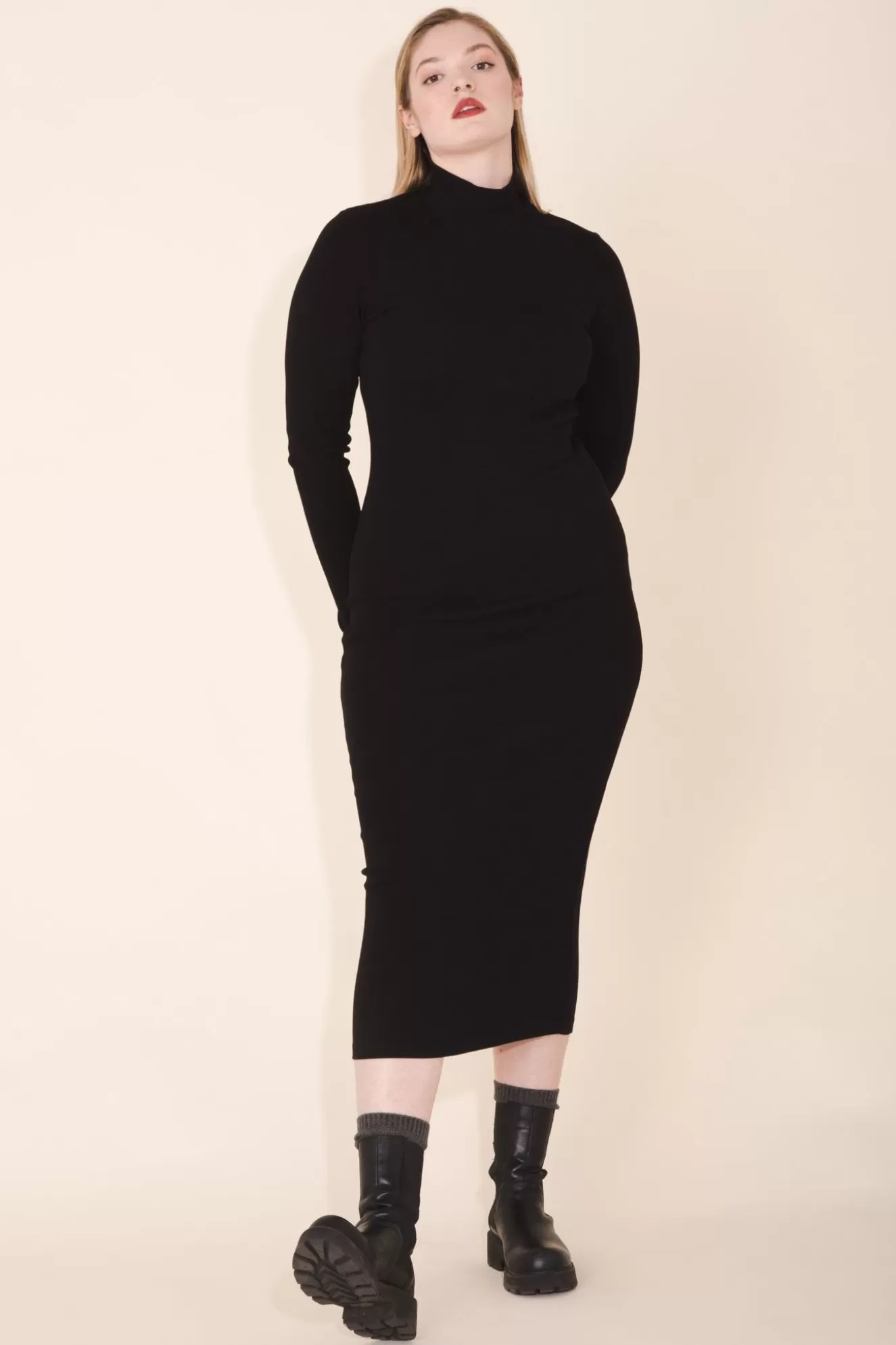 Discount Mockneck Dress In Black Women Dresses