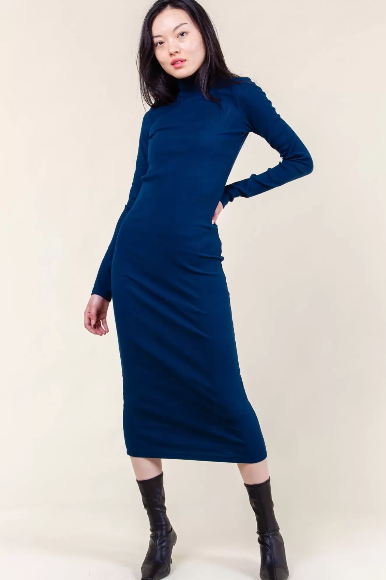 Clearance Mockneck Dress In Deep Blue Women Dresses