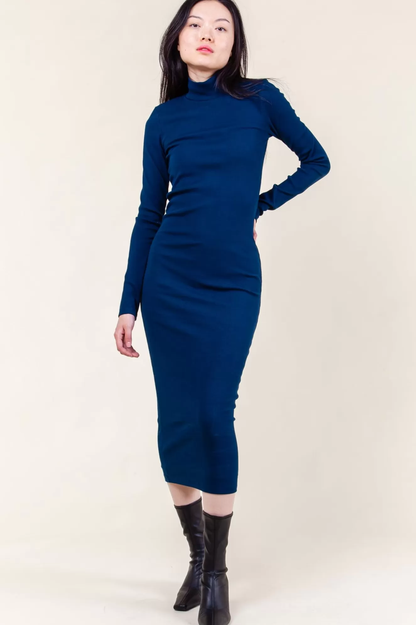 Clearance Mockneck Dress In Deep Blue Women Dresses