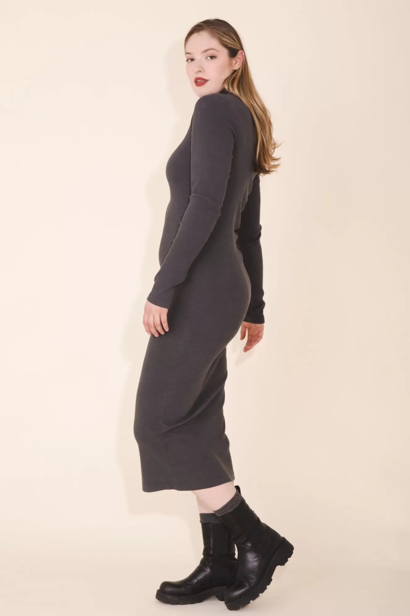 Fashion Mockneck Dress In Graphite Women Dresses