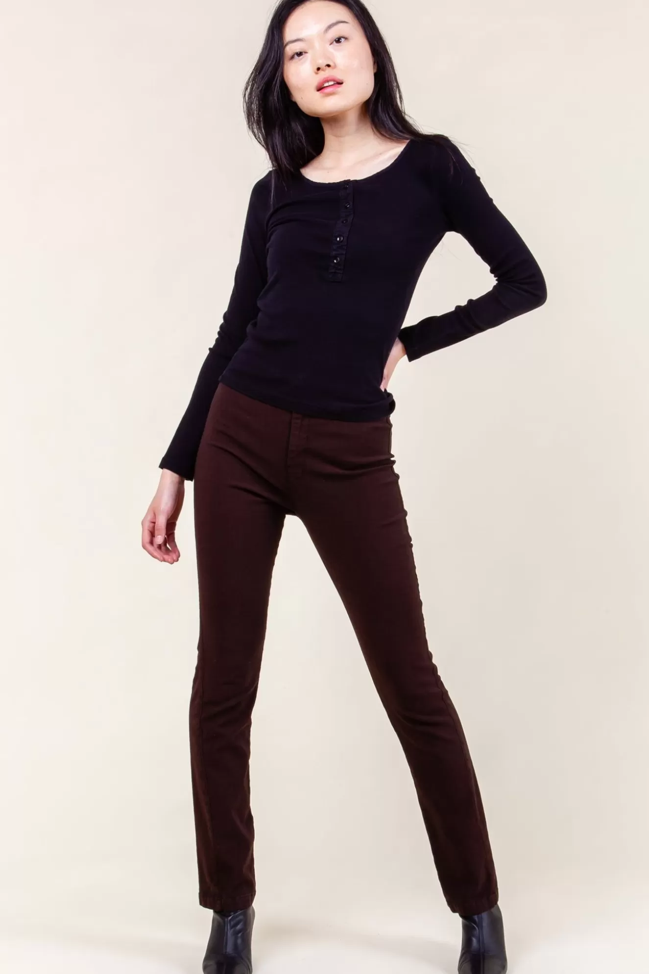 Sale Organic Henley In Black Women Tops