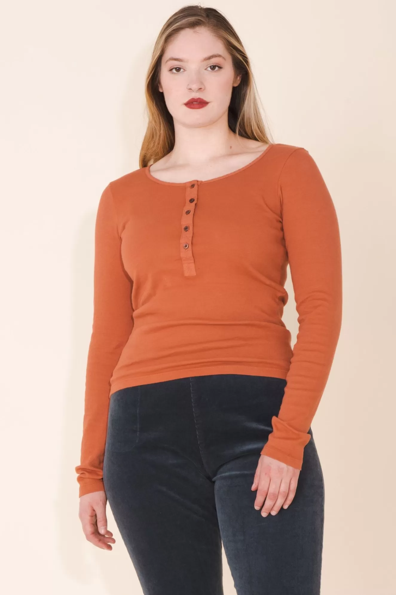 Clearance Organic Henley In Foxy Women Tops