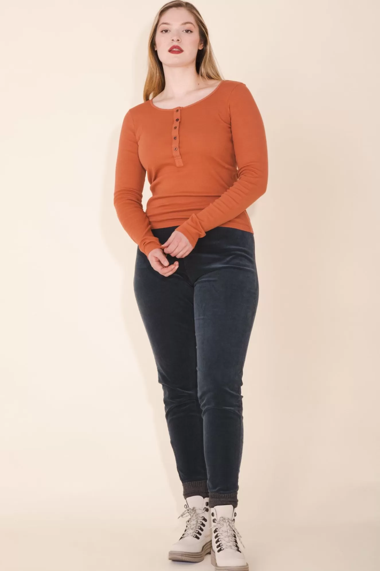 Clearance Organic Henley In Foxy Women Tops