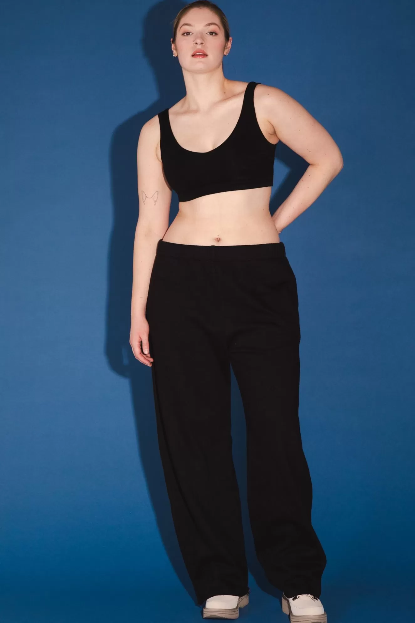 Best Sale Organic Wide Leg Sweatpant In Black - Reg & Tall Women Bottoms