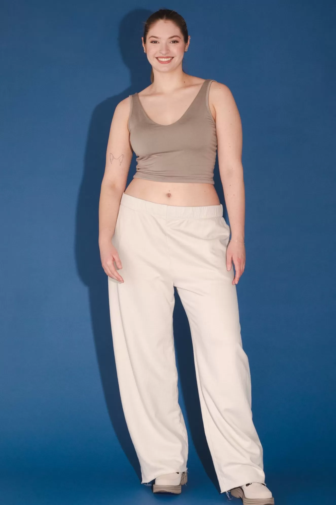 Clearance Organic Wide Leg Sweatpant In Oyster Women Bottoms