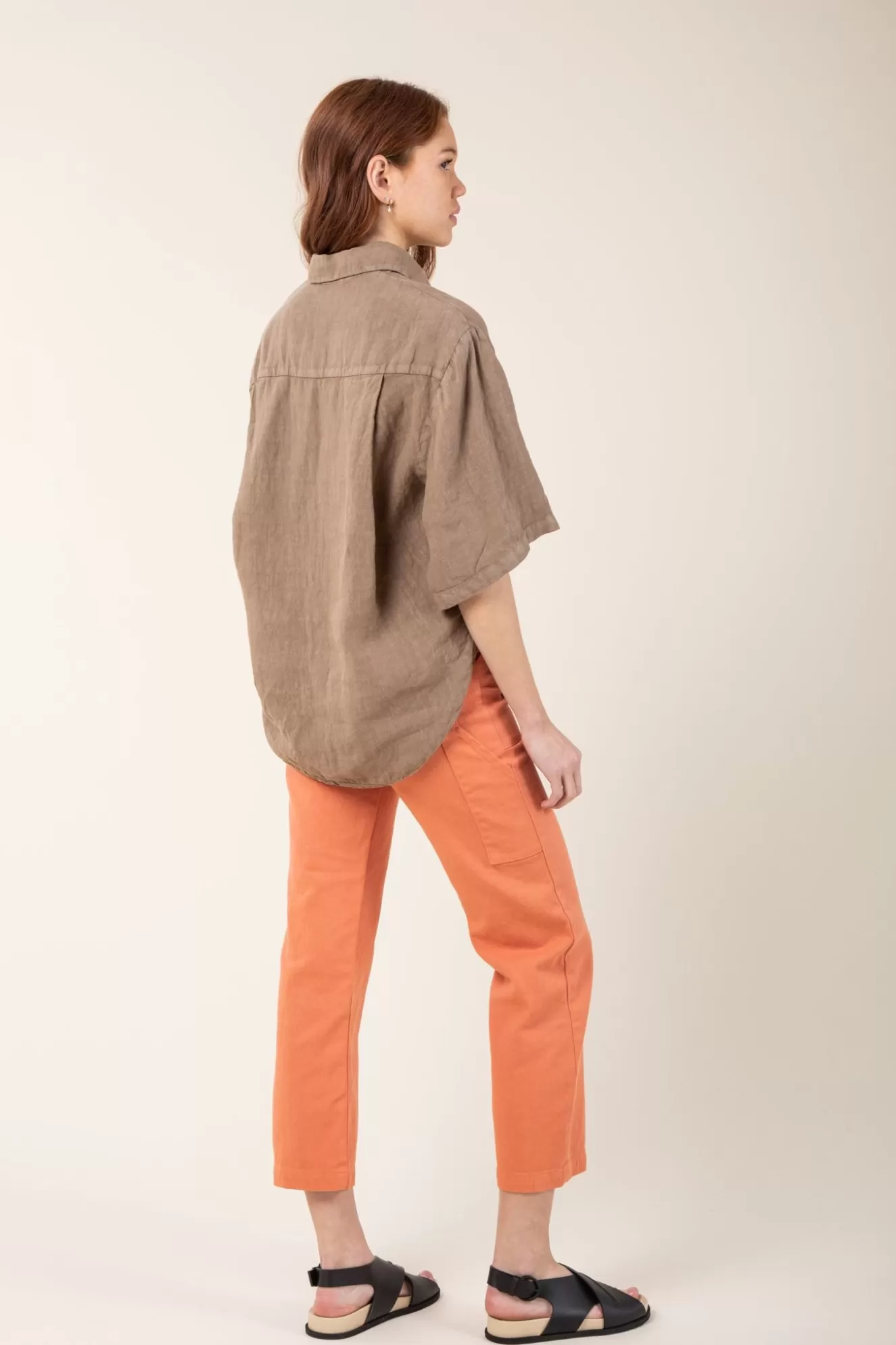 Cheap Replica Shirt S/S In Khaki Women Tops