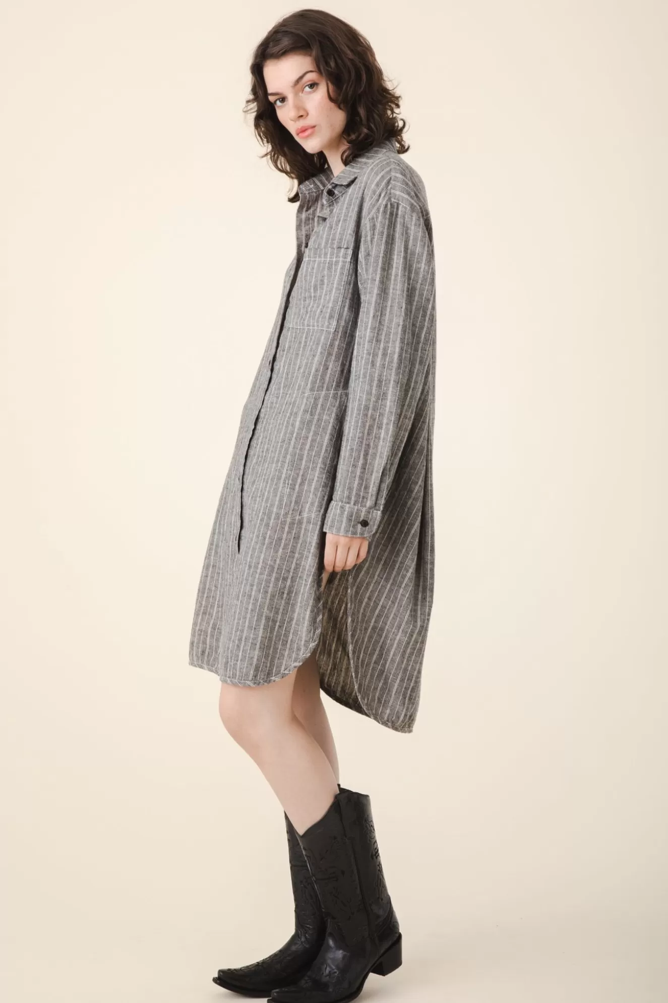 Outlet Replica Shirtdress In Black Stripe Women Dresses