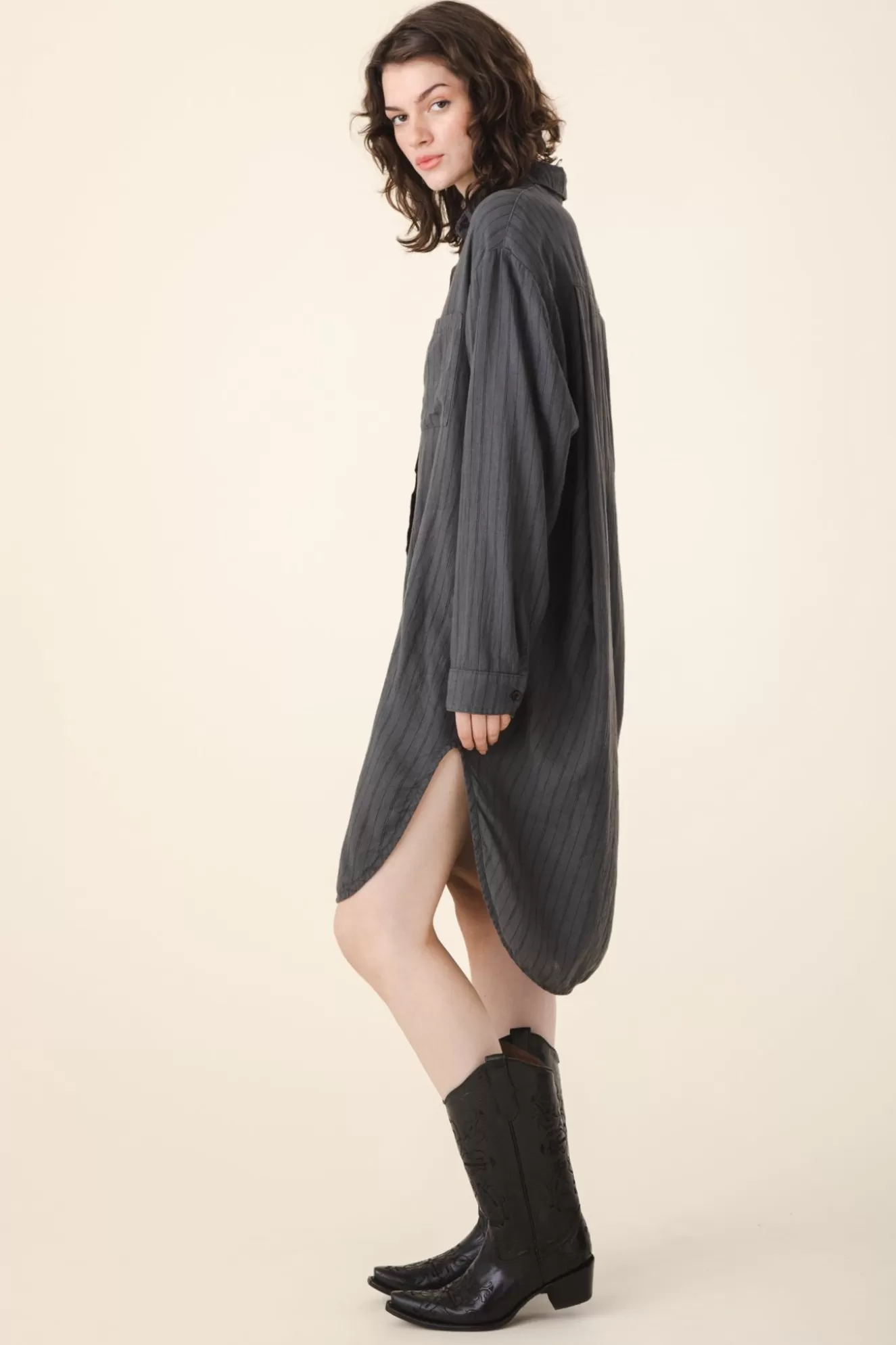 Shop Replica Shirtdress In Graphite Women Dresses