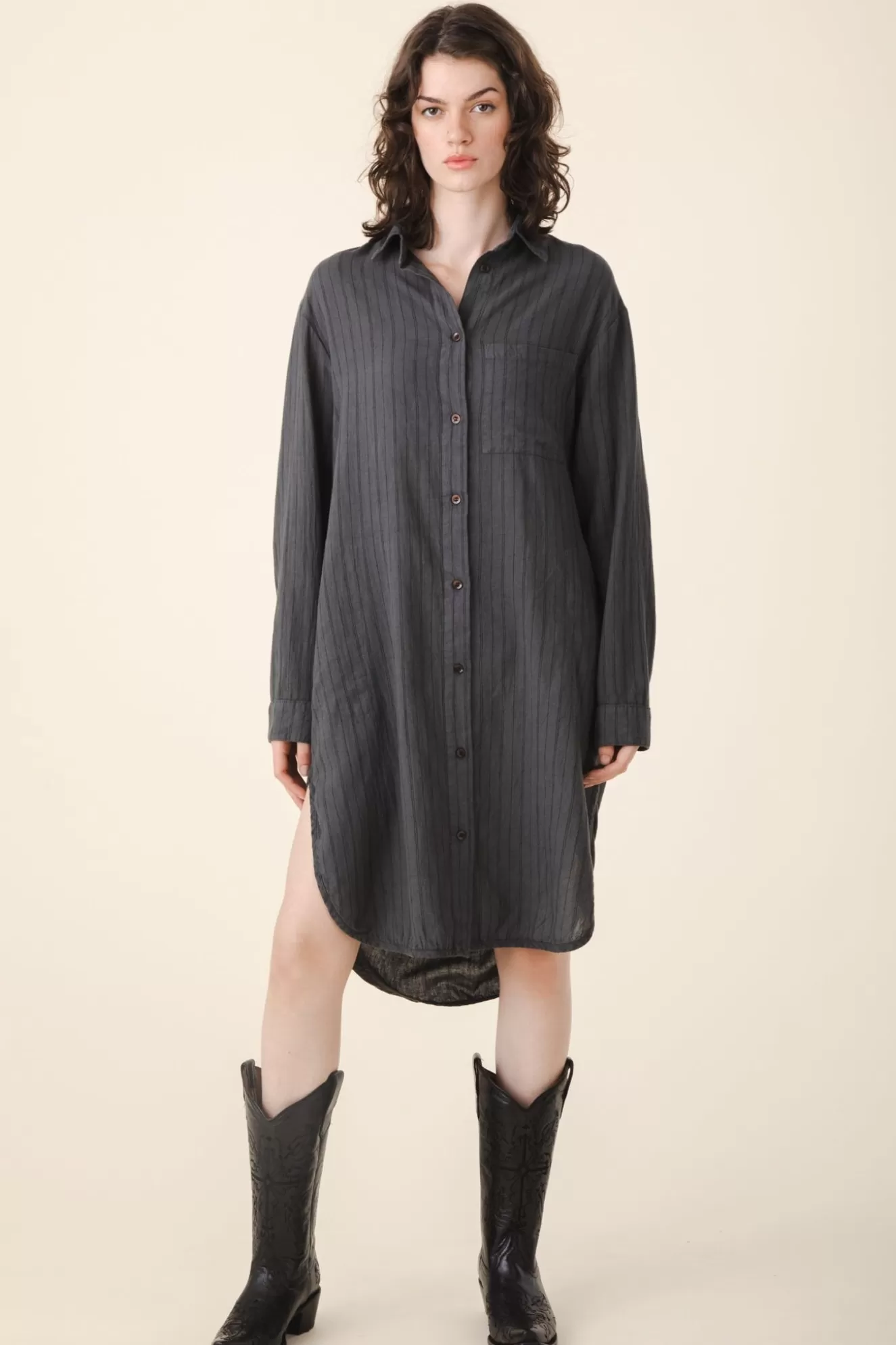 Shop Replica Shirtdress In Graphite Women Dresses