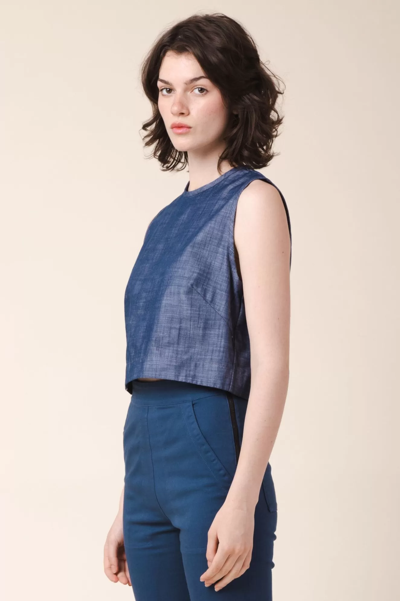 Cheap Site Top In Chambray Women Tops