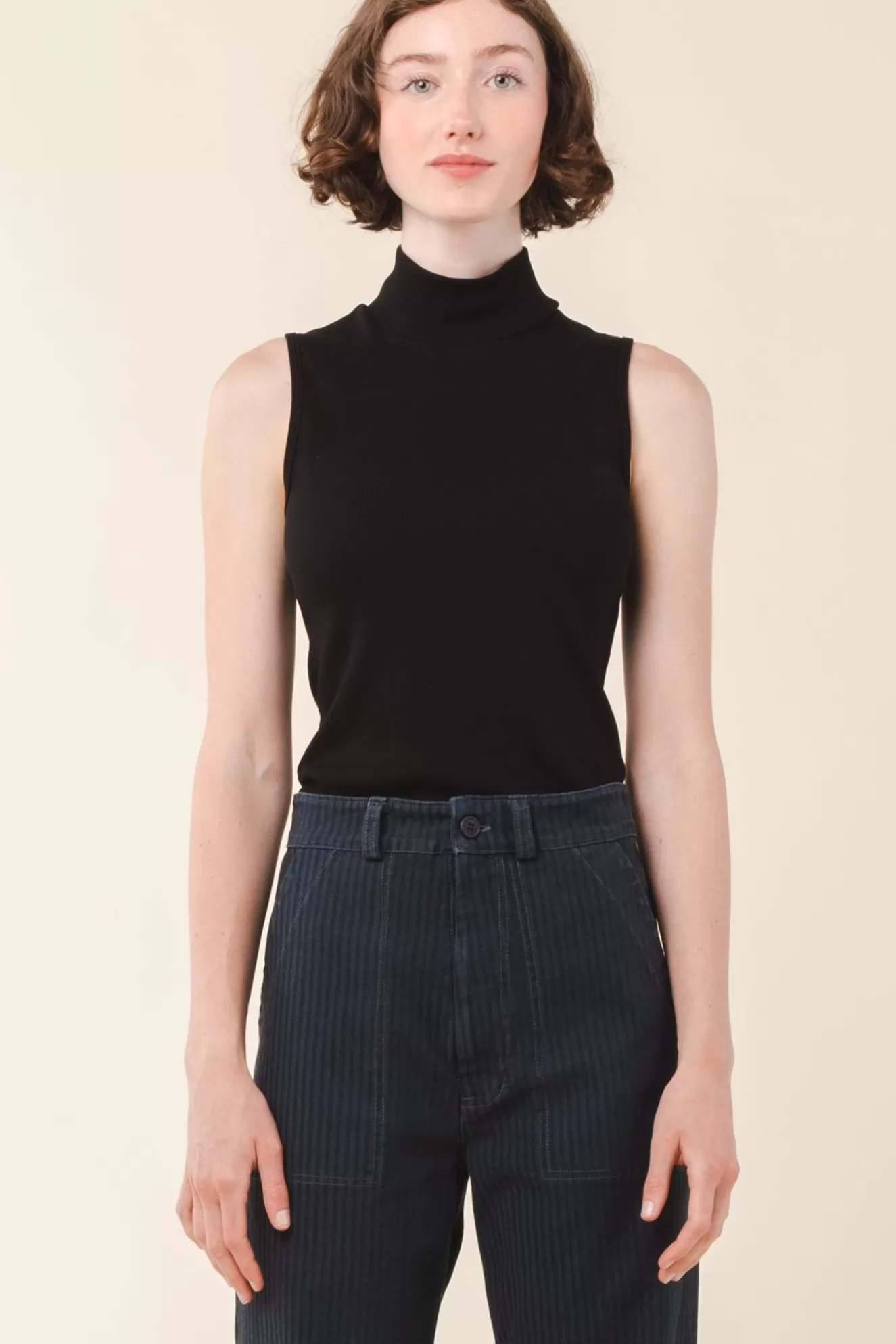 Online Sleeveless Mockneck In Black Women Tops