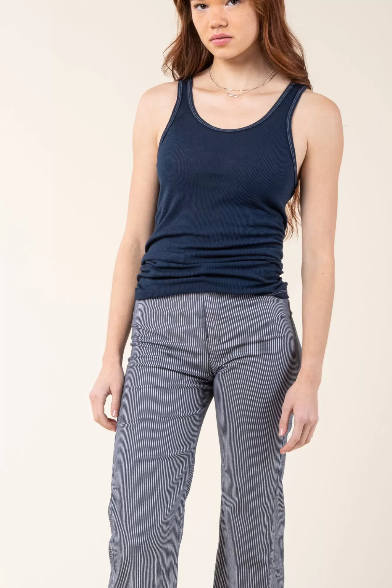 Store Stripe Knack Pant In Light Gray Women Bottoms