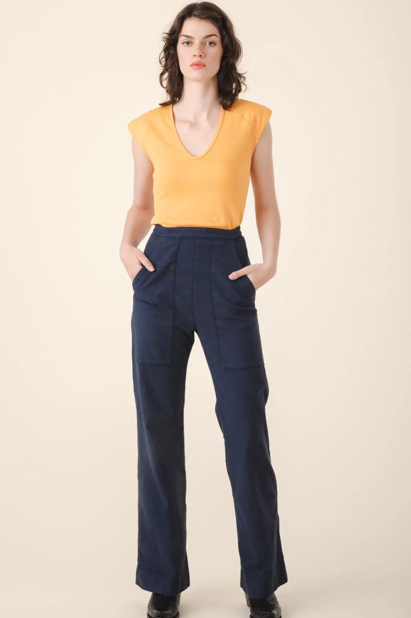 New Strong Shoulder In Apricot Women Tops