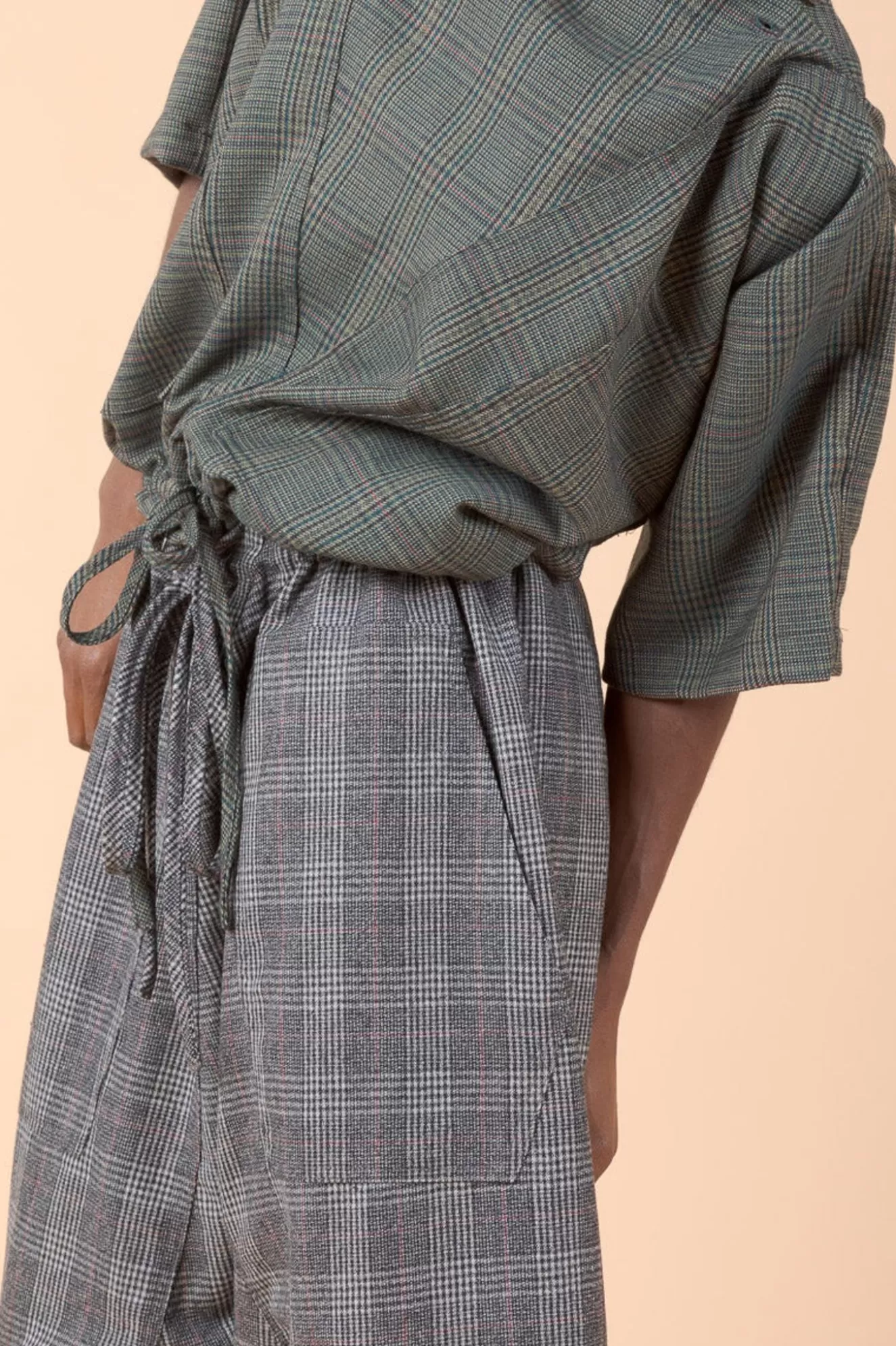 New Wool Above / Below In Gray Plaid Women Tops